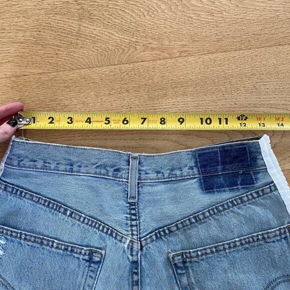 Furst Of A Kind - Distressed High Waist Shorts with White Zipper Side Panels - Picture 4 of 5